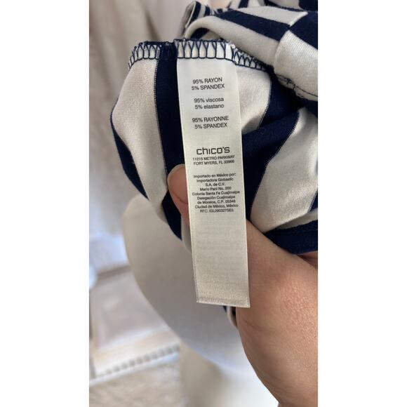 Chico's Women's Sz 1 (Small) Petite Nautical Striped 3/4 Sleeve Blouse - Picture 6 of 6